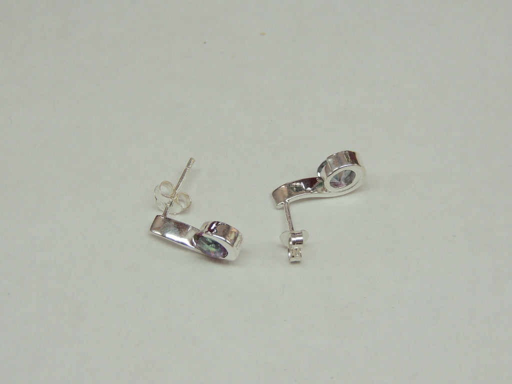 Edle 1,6 Carat Mystic Topas Ohrstecker 925 Silber Ohrring Edelsteinohrstecker