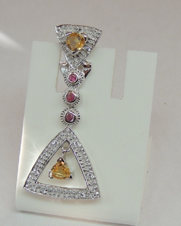 Exklusive 1,42 Carat funkelnde Citrin Rubin Ohrstecker 925 Silber Ohrschmuck American Diamant