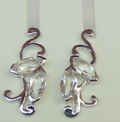 Edle florale 1,3 Carat Weiatopas Ohrstecker 925 Silber Topas Ohrstecker Ohrring