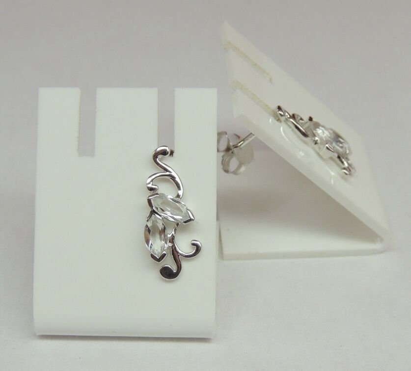 Edle florale 1,3 Carat Weiatopas Ohrstecker 925 Silber Topas Ohrstecker Ohrring