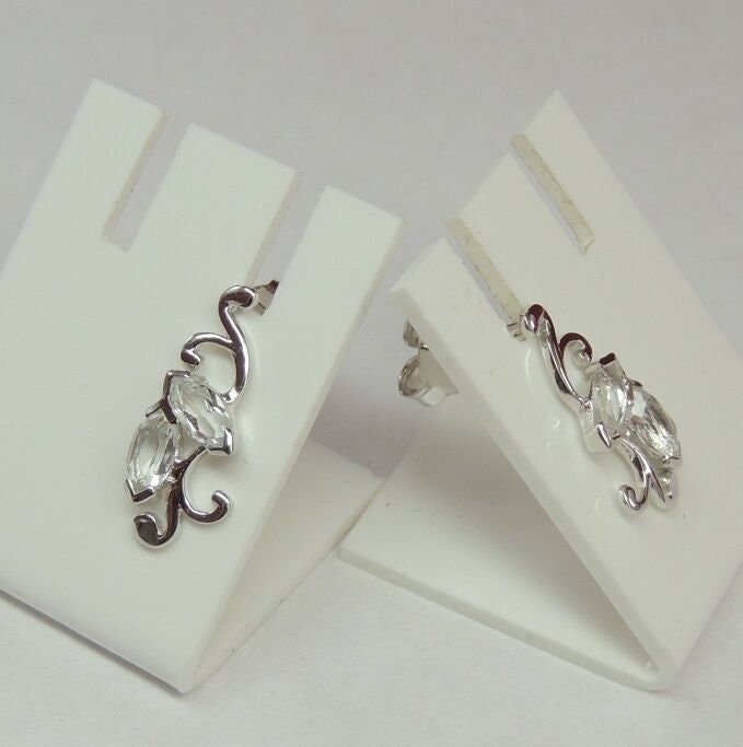 Edle florale 1,3 Carat Weiatopas Ohrstecker 925 Silber Topas Ohrstecker Ohrring