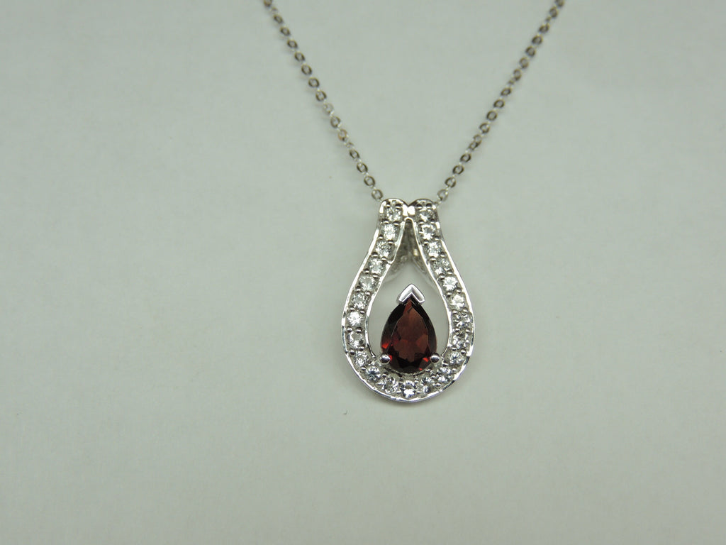 Edle 1,10 Carat Granat weisstopas Anhanger 925 Silber Collier Kette ein Traum