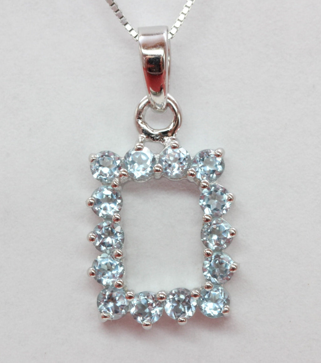 Edler 2,0 Carat Blautopasl Anhanger 925 Silber Collier Kette sky blut topas Top