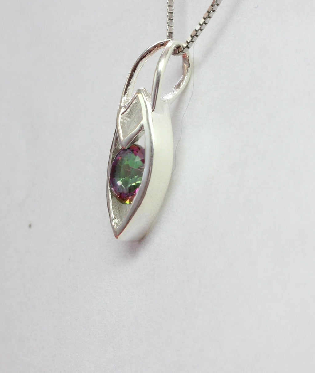 Edler 0,55 Carat  Mystic Topas  Anhanger 925 Silber Collier Kette funkelnder Topas