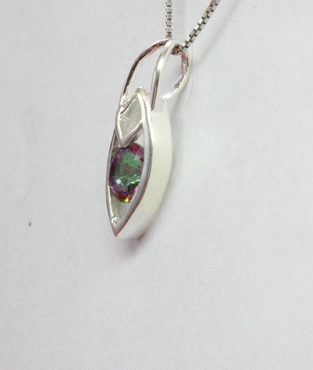 Edler 0,55 Carat  Mystic Topas  Anhanger 925 Silber Collier Kette funkelnder Topas
