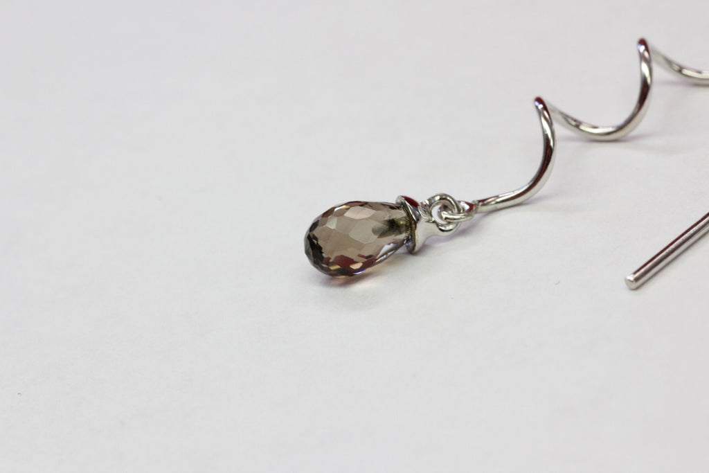 Edler 2,9 Carat Rauchquarz Ohrhanger Durchzieher 925 Silber Ohrschmuck Rauchquarz