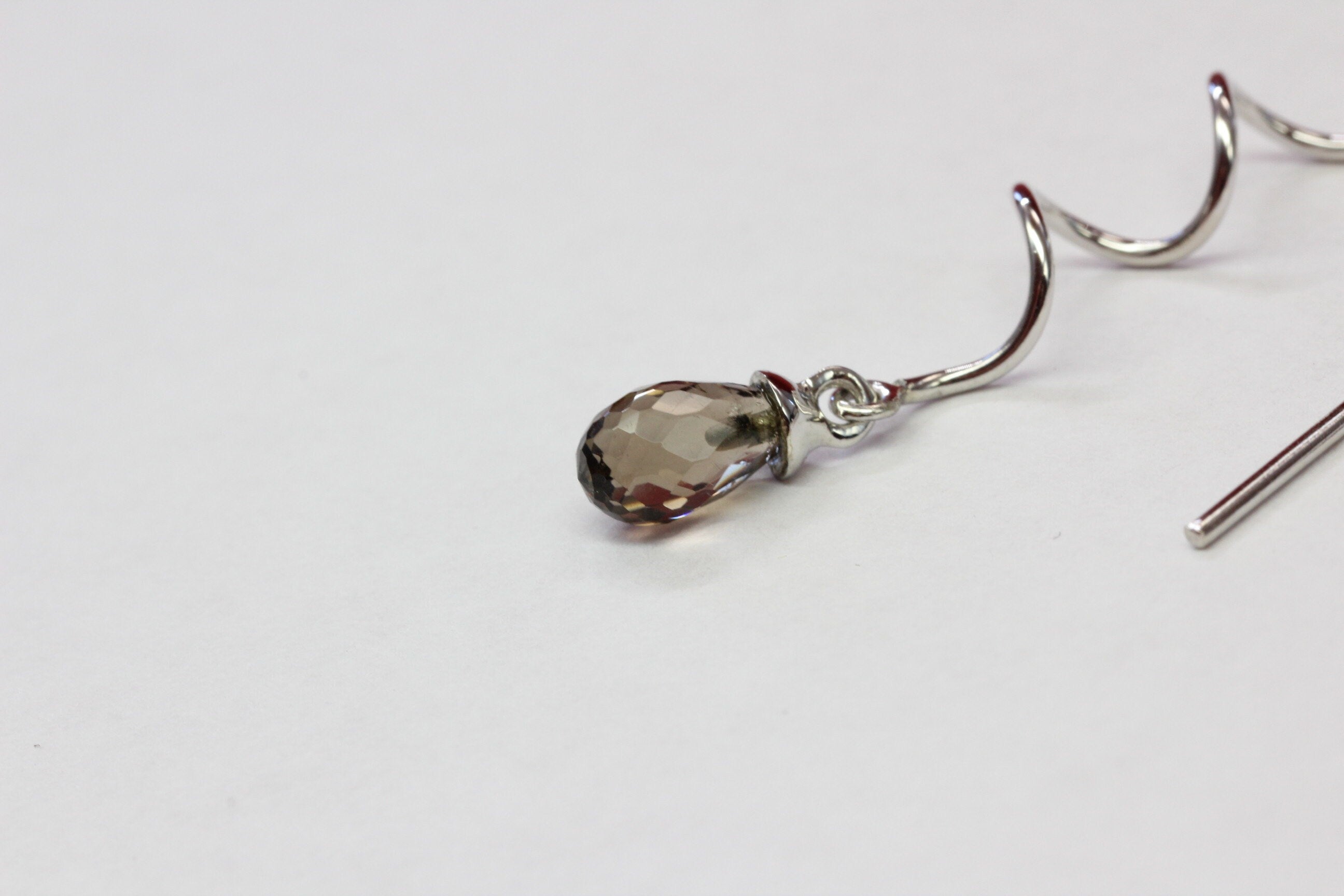 Edler 2,9 Carat Rauchquarz Ohrhanger Durchzieher 925 Silber Ohrschmuck Rauchquarz