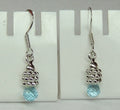 Edle 3,0 Carat Blautopas Briolette Schliff Ohrhanger 925 Silber Topasschmuck Edel