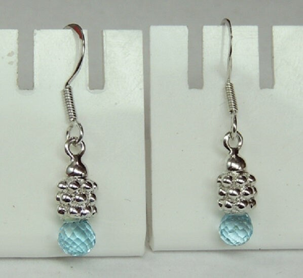 Edle 3,0 Carat Blautopas Briolette Schliff Ohrhanger 925 Silber Topasschmuck Edel