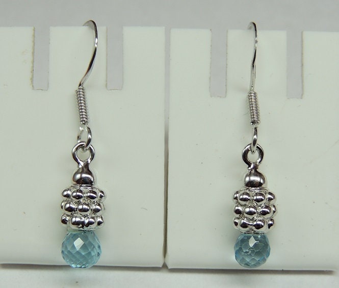 Edle 3,0 Carat Blautopas Briolette Schliff Ohrhanger 925 Silber Topasschmuck Edel