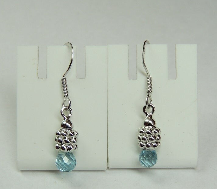 Edle 3,0 Carat Blautopas Briolette Schliff Ohrhanger 925 Silber Topasschmuck Edel