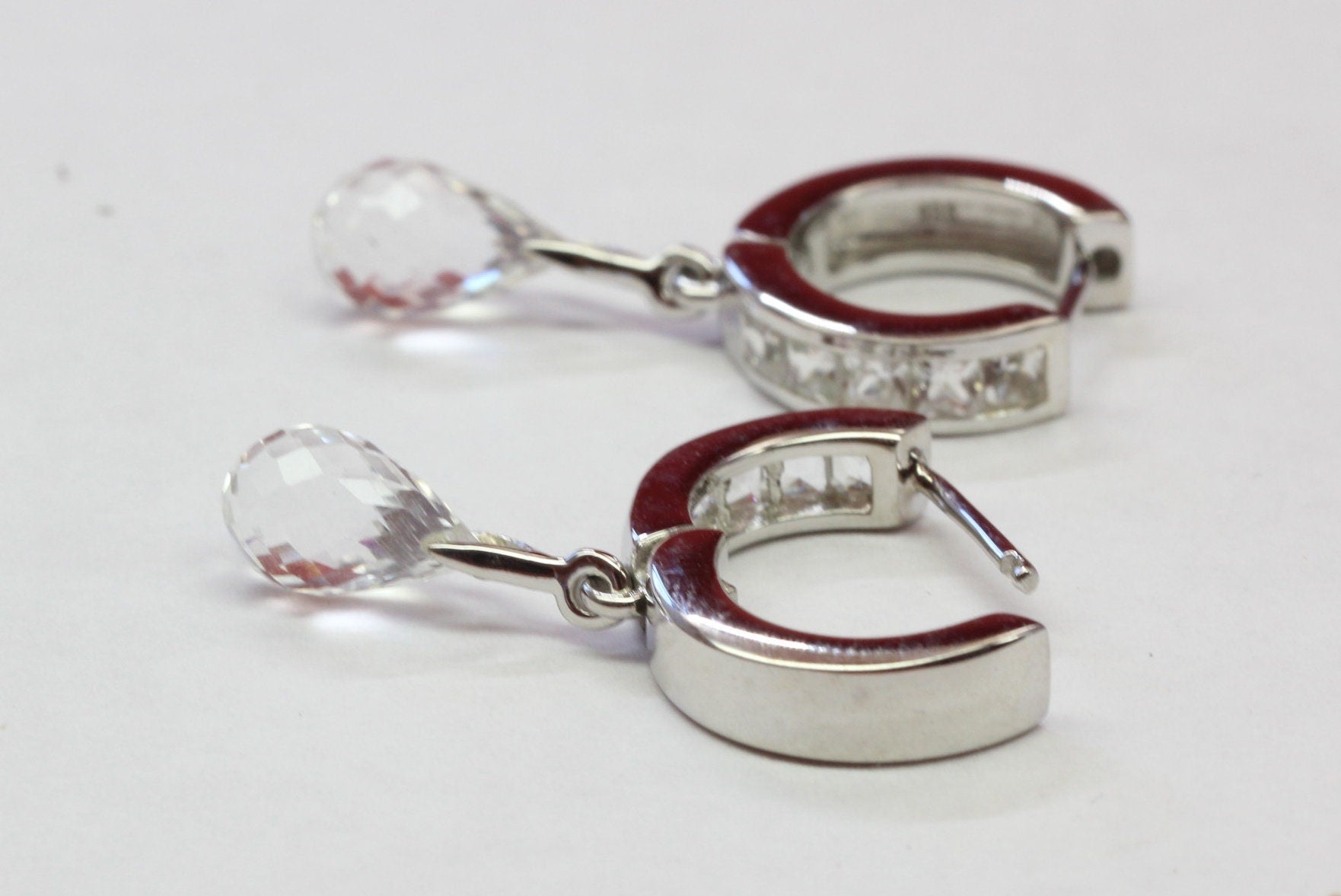 Edle 4,3 Carat weisstopas Creolen top Edel 925 Silber weisser Topas Edelsteinschmuck