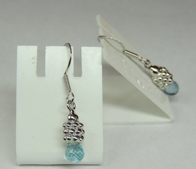 Edle 3,0 Carat Blautopas Briolette Schliff Ohrhanger 925 Silber Topasschmuck Edel