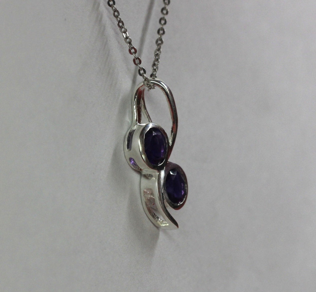 Edler 1,15 Carat Amethyst Anhanger 925 Silber Collier Kette violetter Edelstein