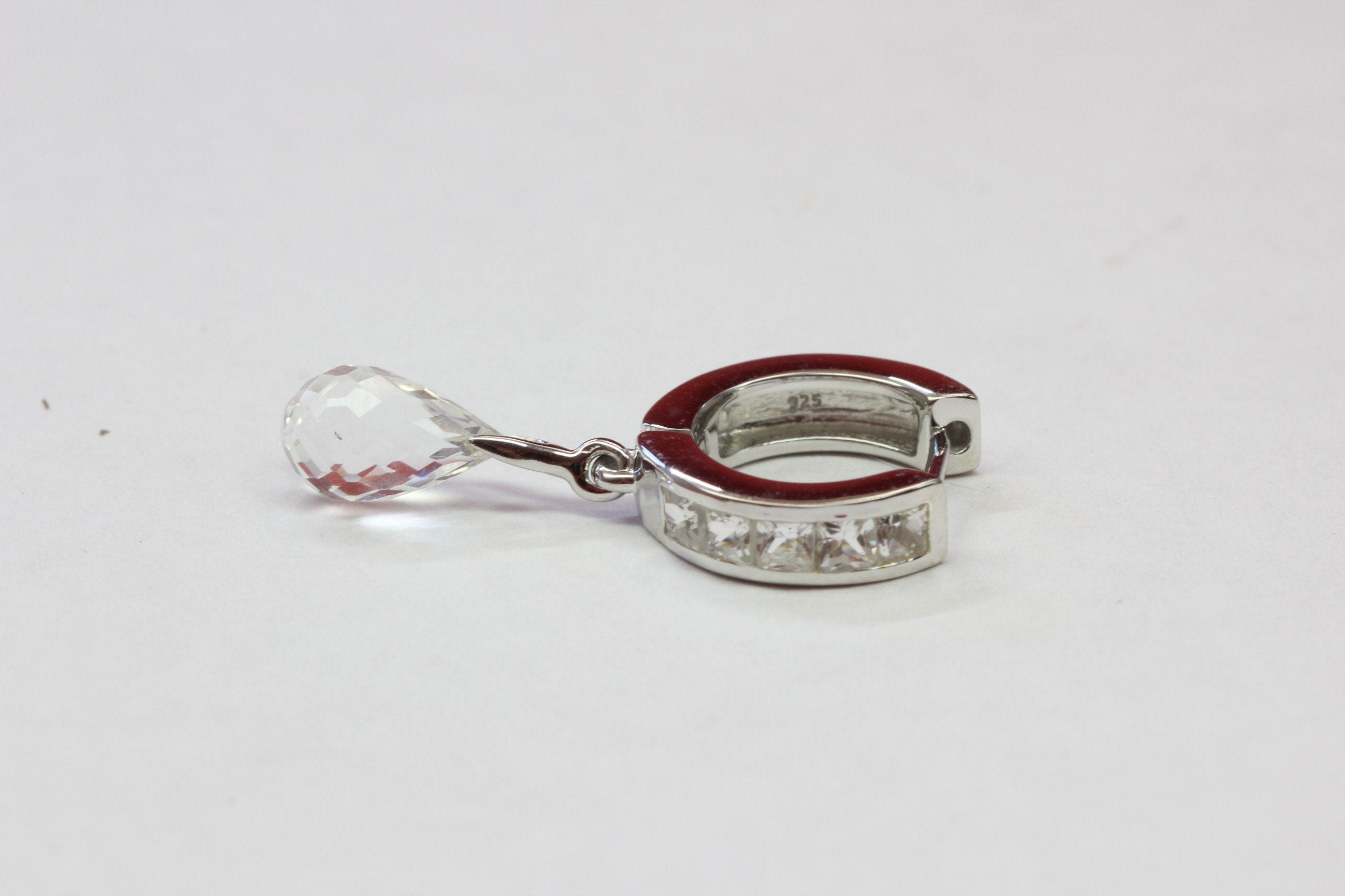 Edle 4,3 Carat weisstopas Creolen top Edel 925 Silber weisser Topas Edelsteinschmuck