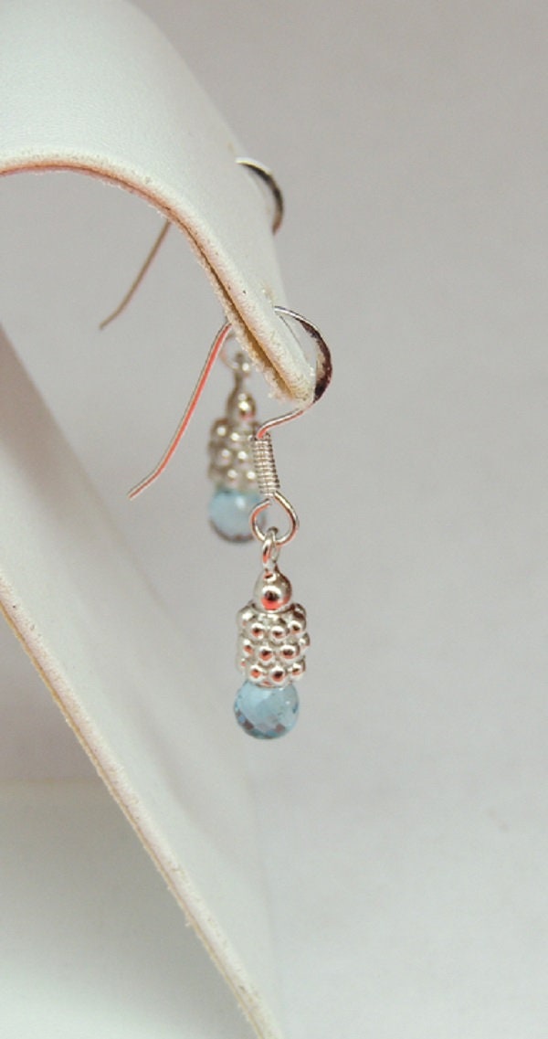 Edle 3,0 Carat Blautopas Briolette Schliff Ohrhanger 925 Silber Topasschmuck Edel