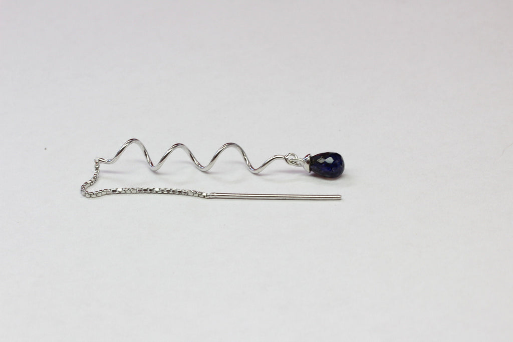 Edle 3,05 Carat Ioliht Ohrhanger 925 Silber Durchzieher Wassersaphir Lucshsaphir