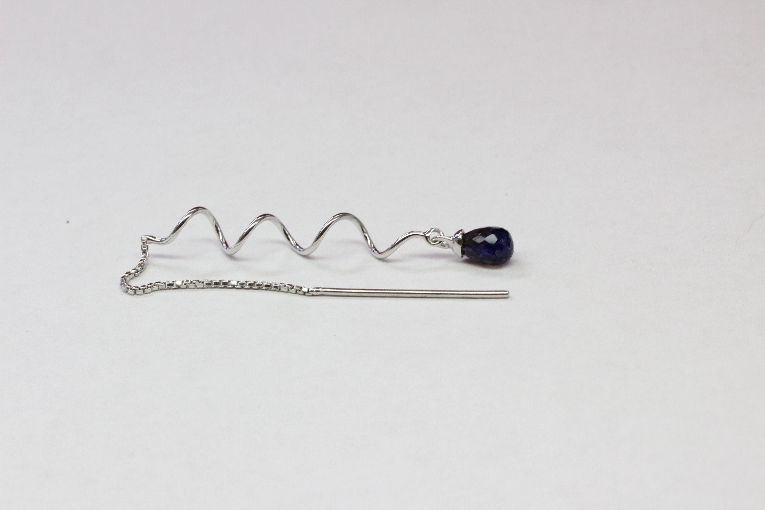 Edle 3,05 Carat Ioliht Ohrhanger 925 Silber Durchzieher Wassersaphir Lucshsaphir
