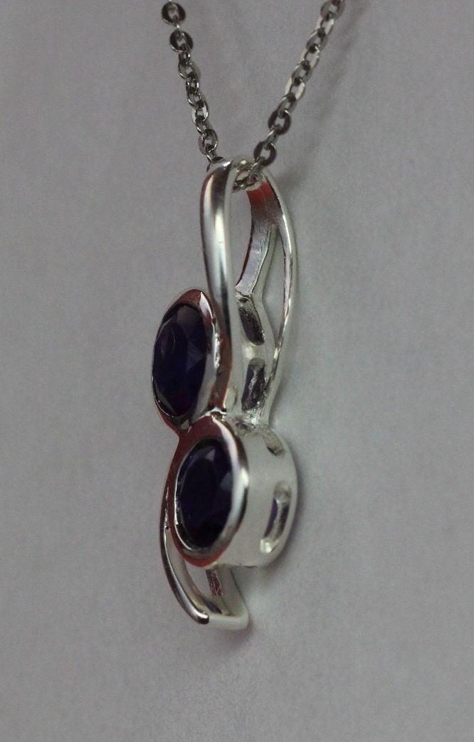 Edler 1,15 Carat Amethyst Anhanger 925 Silber Collier Kette violetter Edelstein