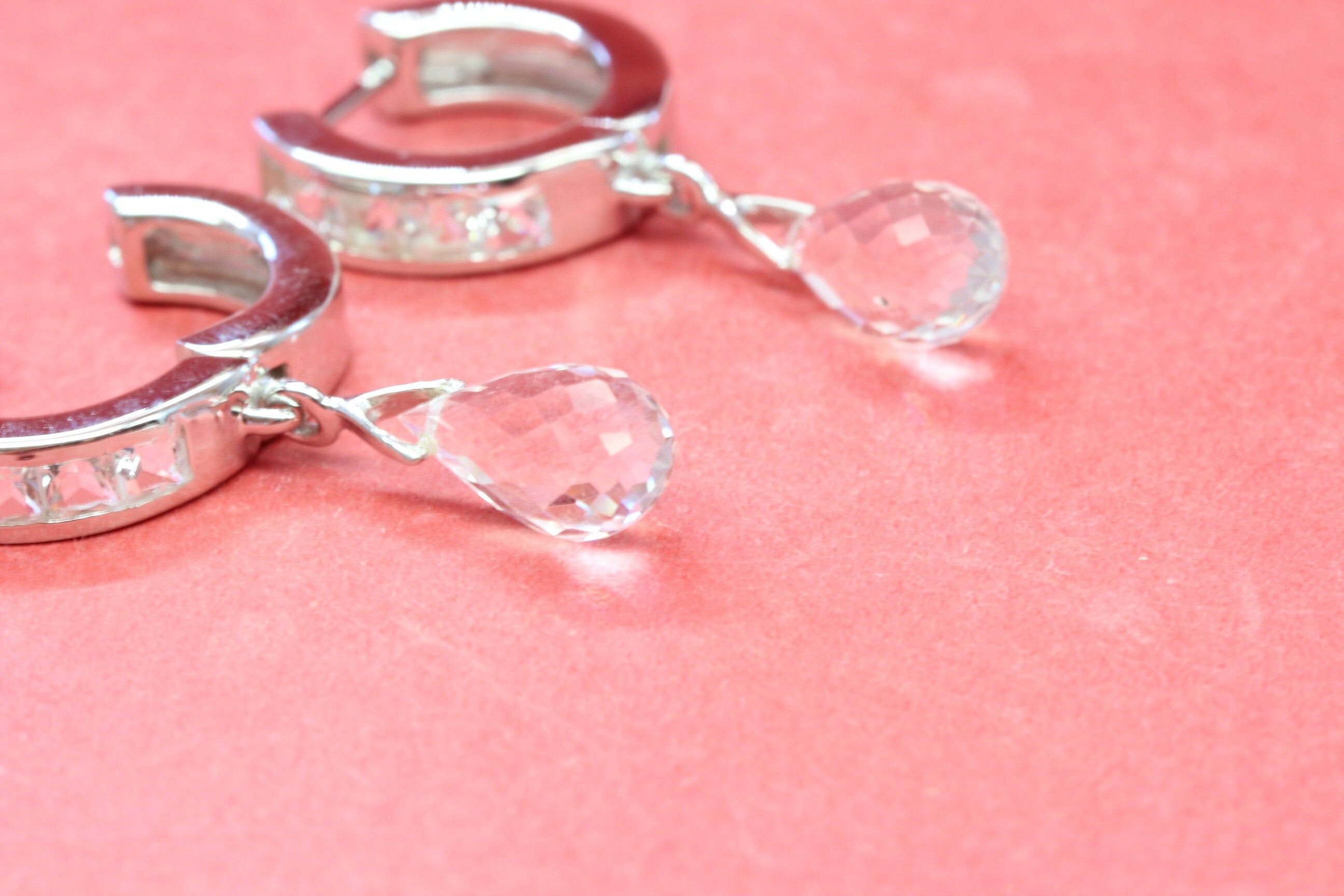 Edle 4,3 Carat weisstopas Creolen top Edel 925 Silber weisser Topas Edelsteinschmuck