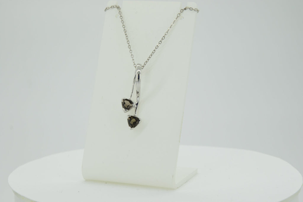 Edle 0,85 Carat Rauchquarz Anhanger Trillion 925 Silber Collier KetteEdelste