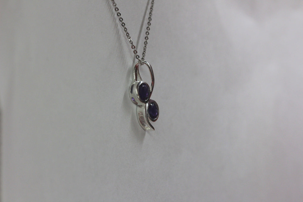 Edler 1,15 Carat Amethyst Anhanger 925 Silber Collier Kette violetter Edelstein