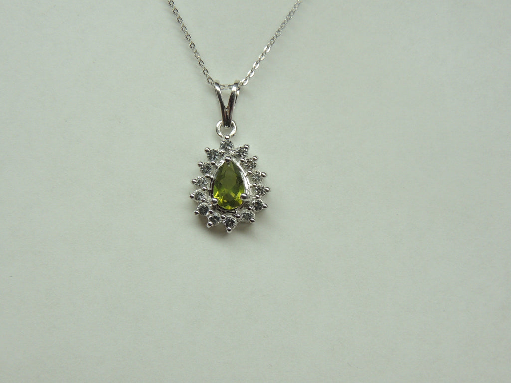 Edler 1,35 Carat maigraner Peridot weisstopas Anhanger 925 Silber Collier Kette