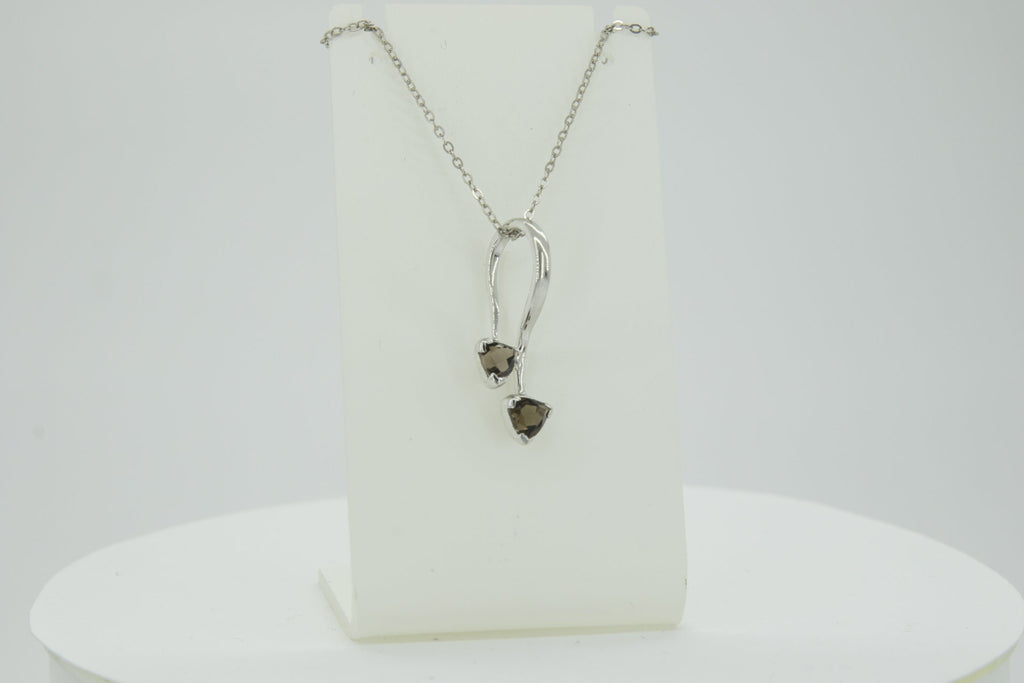 Edle 0,85 Carat Rauchquarz Anhanger Trillion 925 Silber Collier KetteEdelste