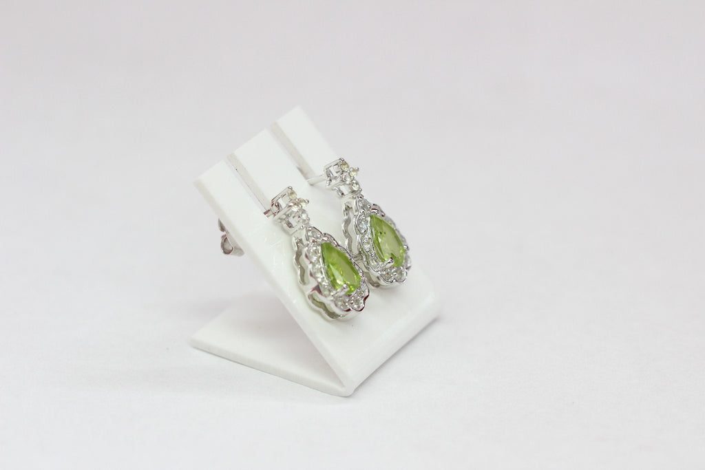 Edler 1,08 Carat Peridot weisstopas Ohrstecker 925 Silber maigraner Olivin Topas