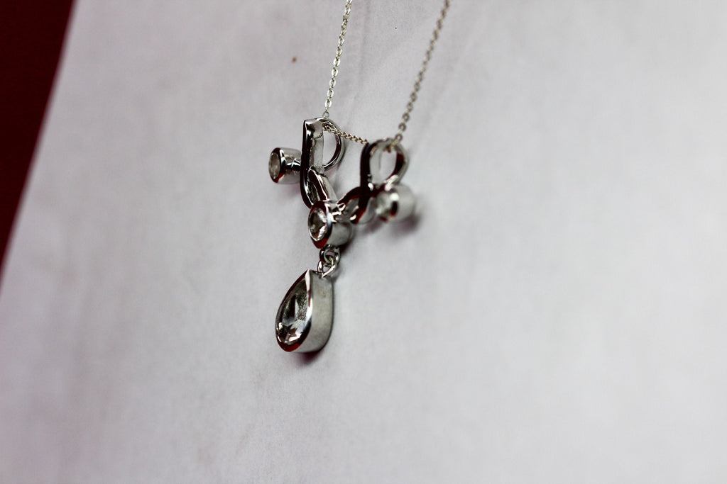 Edler 2,8 Carat weisstopas Anhanger 925 Silber Collier Kette weisser Topas