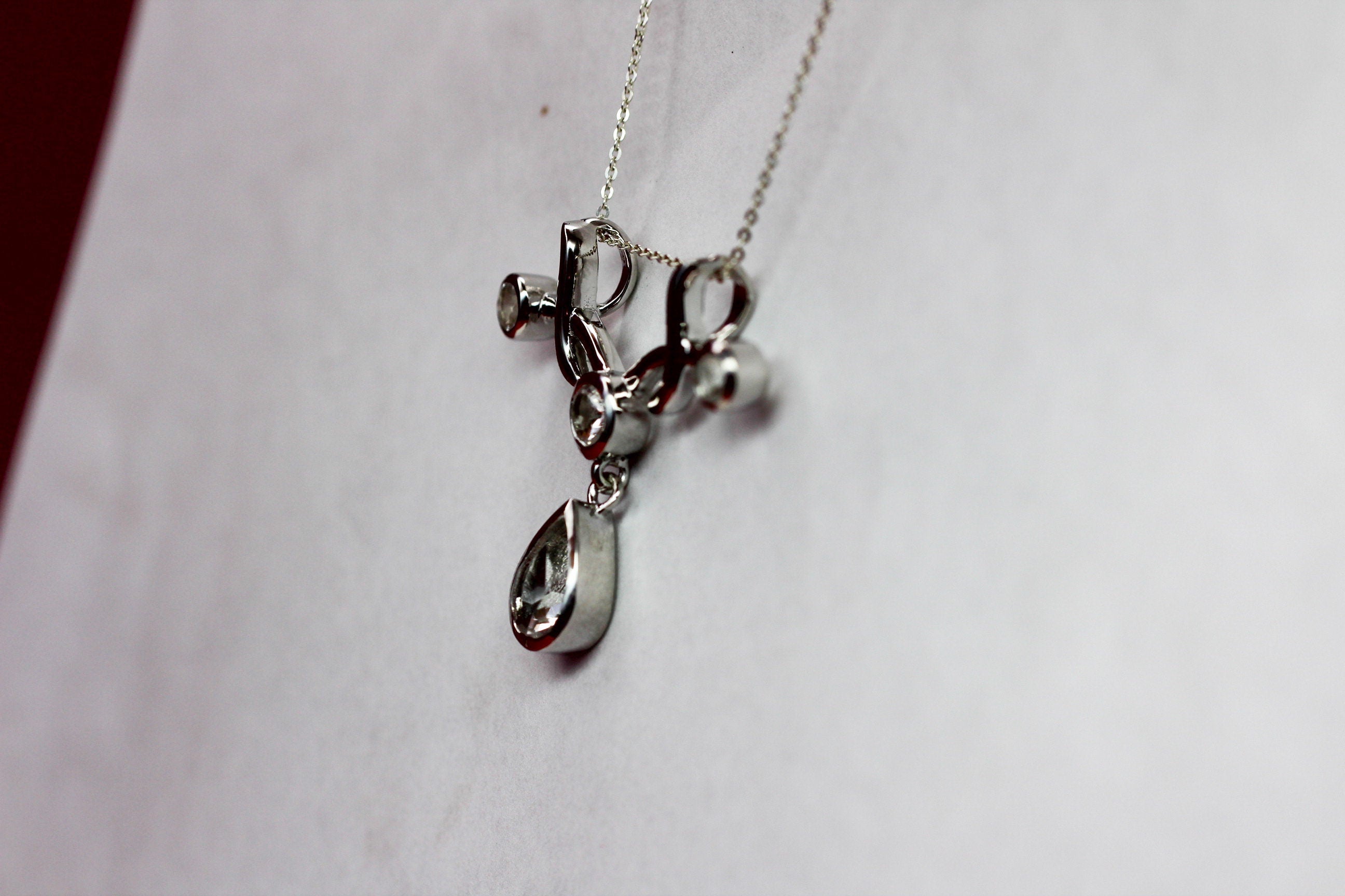 Edler 2,8 Carat weisstopas Anhanger 925 Silber Collier Kette weisser Topas