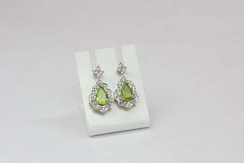 Edler 1,08 Carat Peridot weisstopas Ohrstecker 925 Silber maigraner Olivin Topas