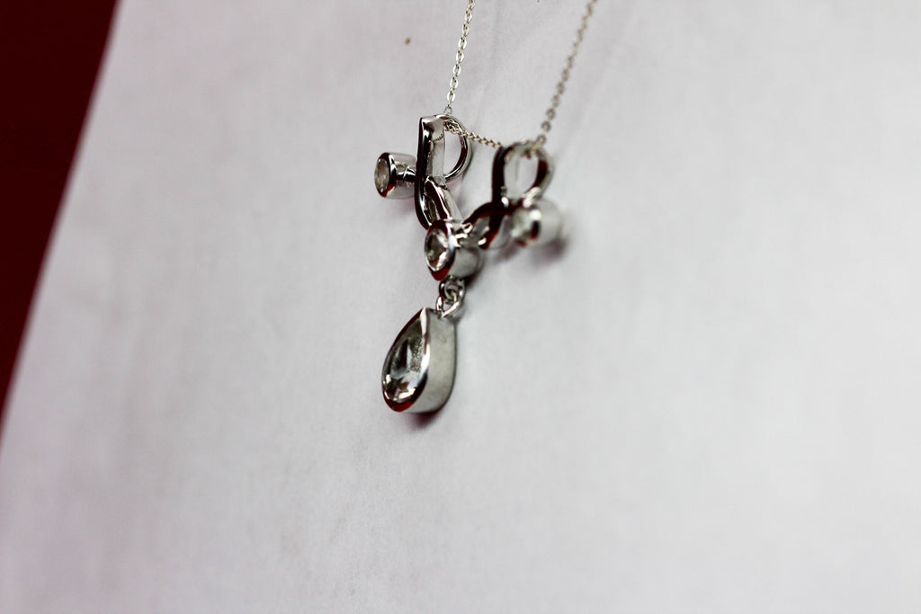 Edler 2,8 Carat weisstopas Anhanger 925 Silber Collier Kette weisser Topas