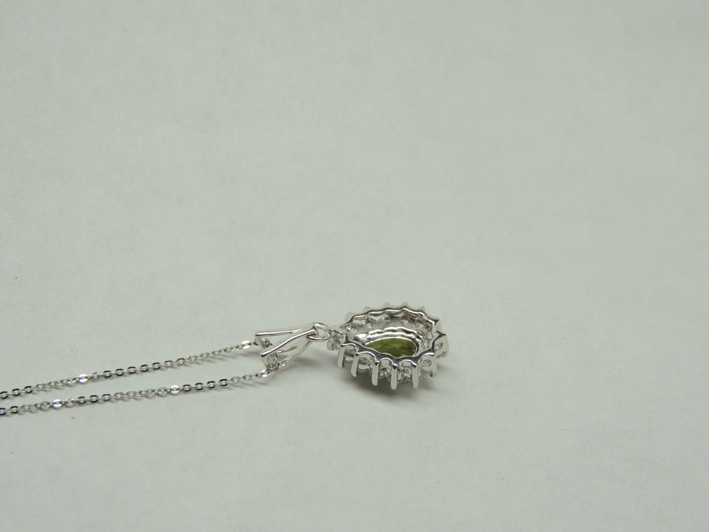 Edler 1,35 Carat maigraner Peridot weisstopas Anhanger 925 Silber Collier Kette