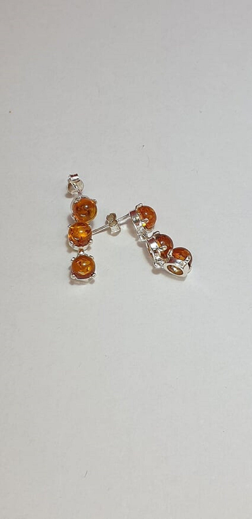 Bernstein Brisur 925 Silber Ohrstecker Ohrring Cabochon vom Balkikum Top Edel