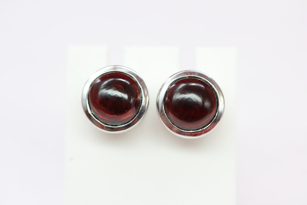 4,59 Carat Granat Cabochon Ohrstecker 925 Silber blutroter Edelstein Unisex