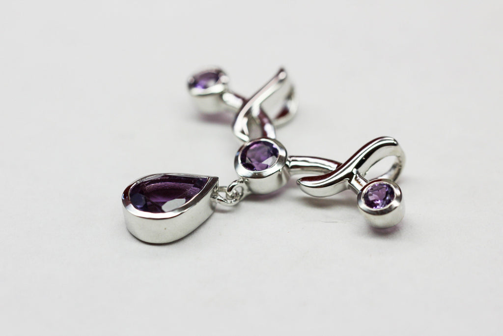 Edler 2,8 Carat Amethyst Anhanger 925 Silber Collier Kette Design Pur Colliranhanger