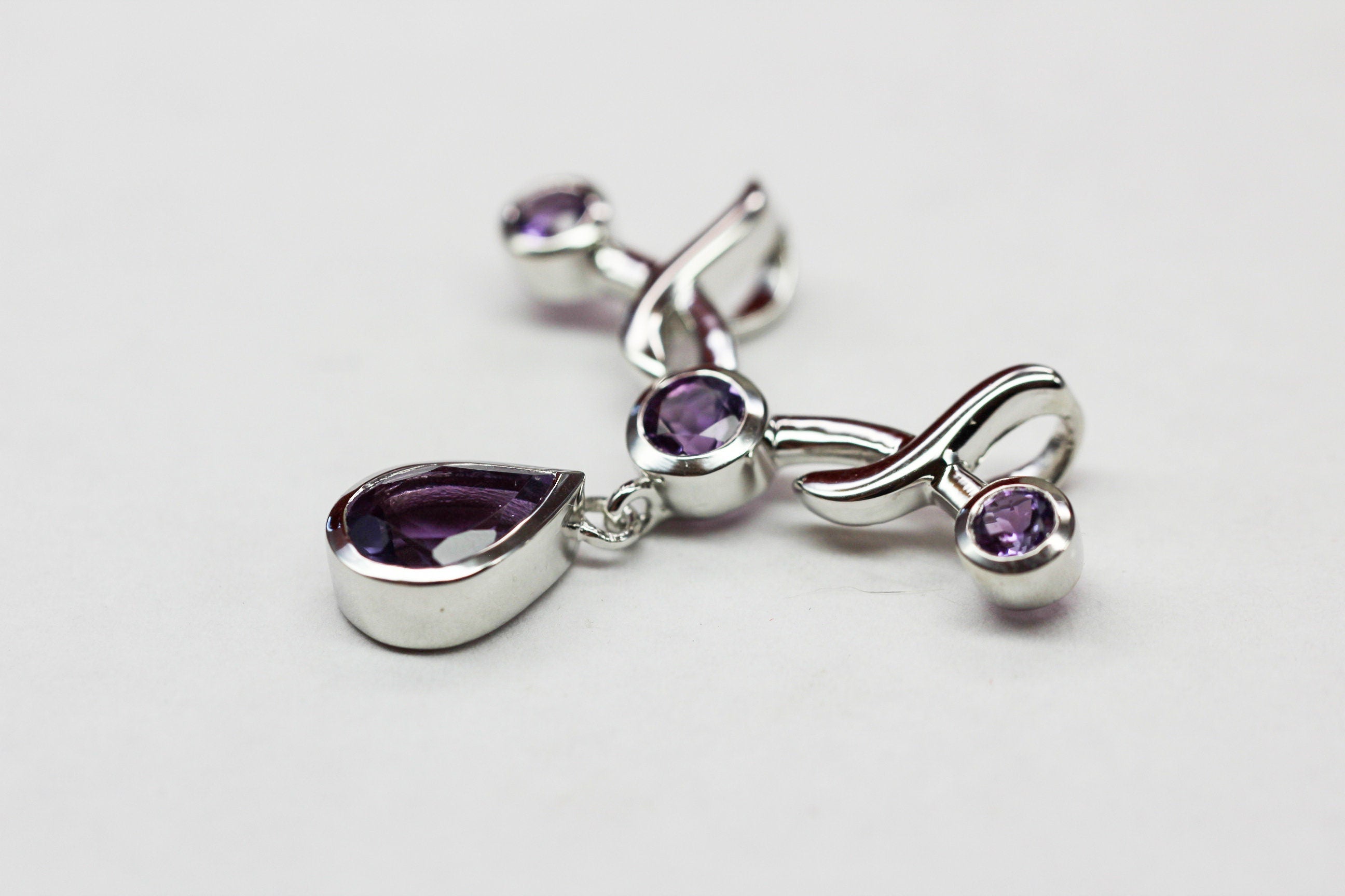 Edler 2,8 Carat Amethyst Anhanger 925 Silber Collier Kette Design Pur Colliranhanger