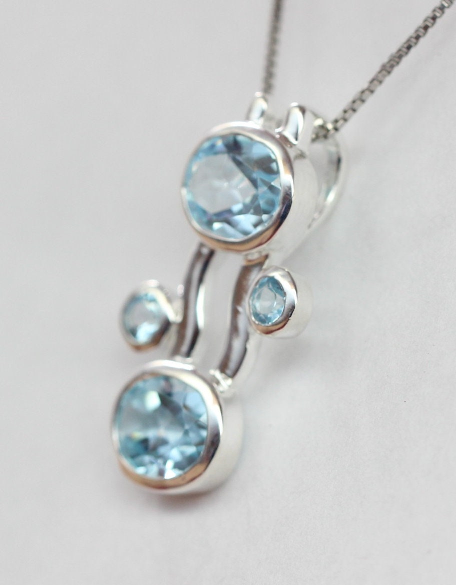 Designer 5,0 Carat Blautopas Anhanger Collier Kette sky blue Topas Designschmuck