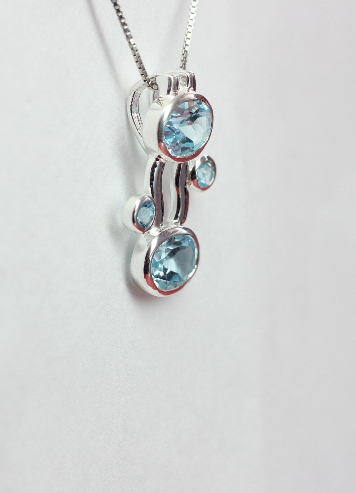 Designer 5,0 Carat Blautopas Anhanger Collier Kette sky blue Topas Designschmuck