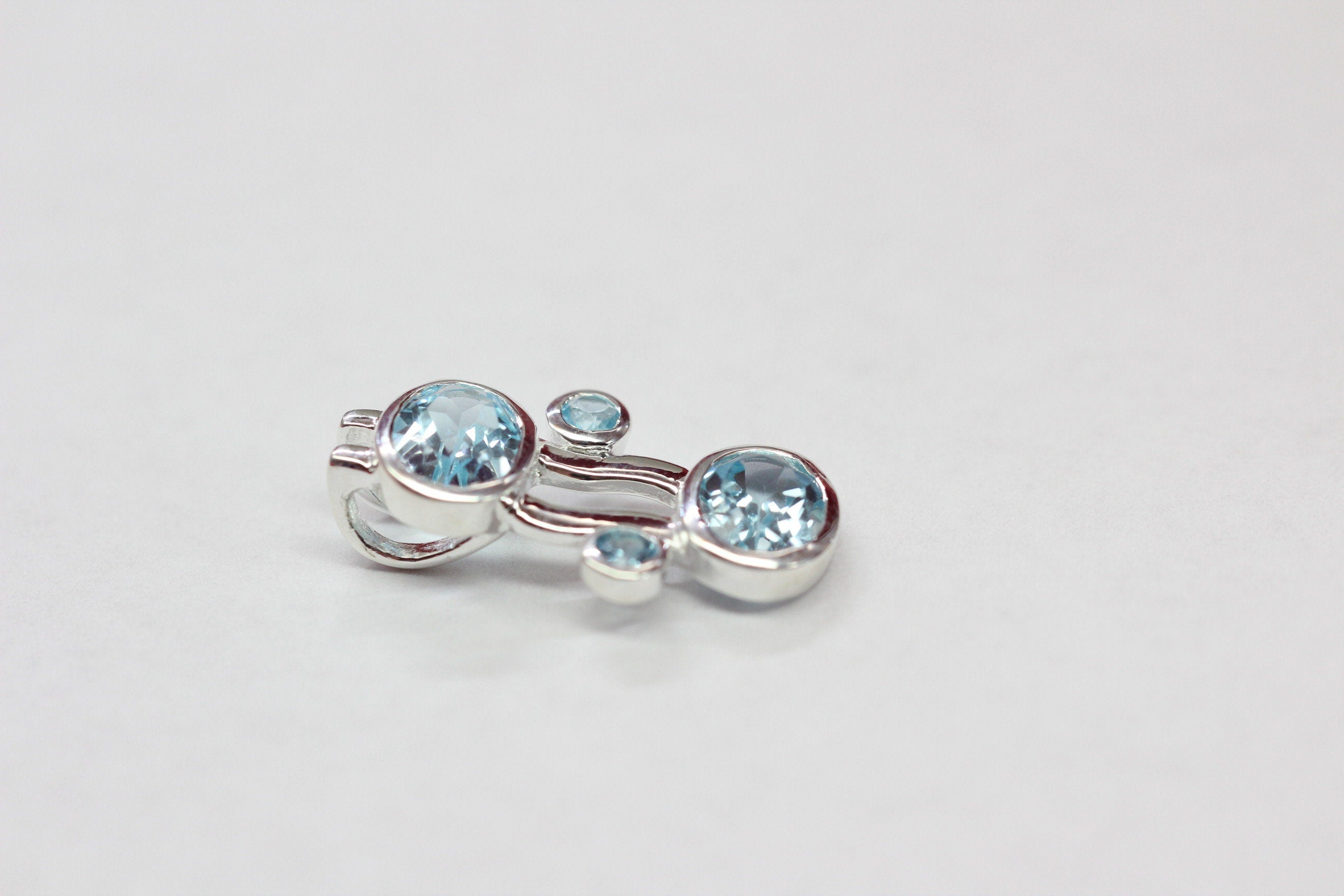Designer 5,0 Carat Blautopas Anhanger Collier Kette sky blue Topas Designschmuck