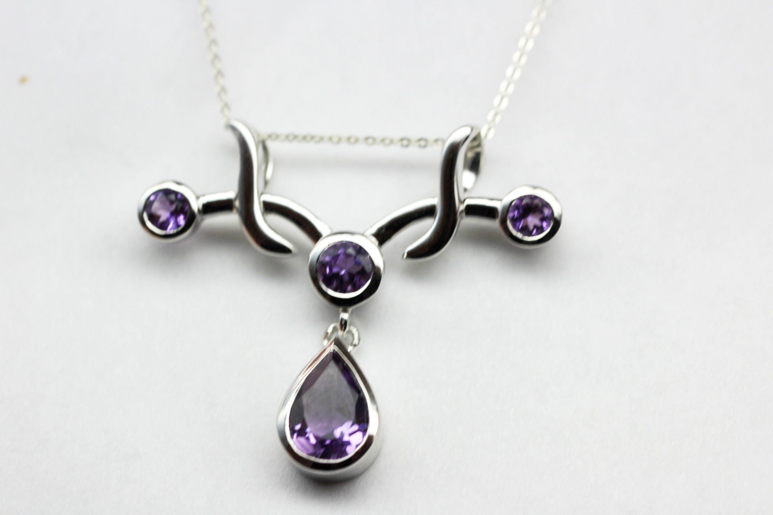 Edler 2,8 Carat Amethyst Anhanger 925 Silber Collier Kette Design Pur Colliranhanger