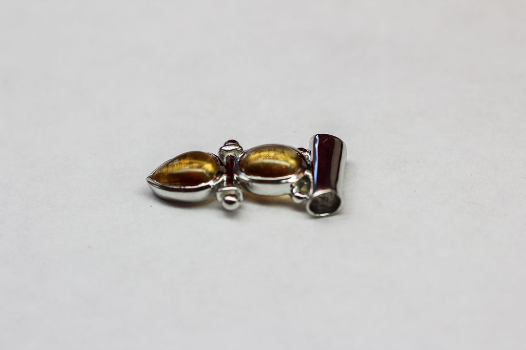 Design pur 2,85 Carat Citrin Cabochon Anhanger 925 Silber Collier Kette