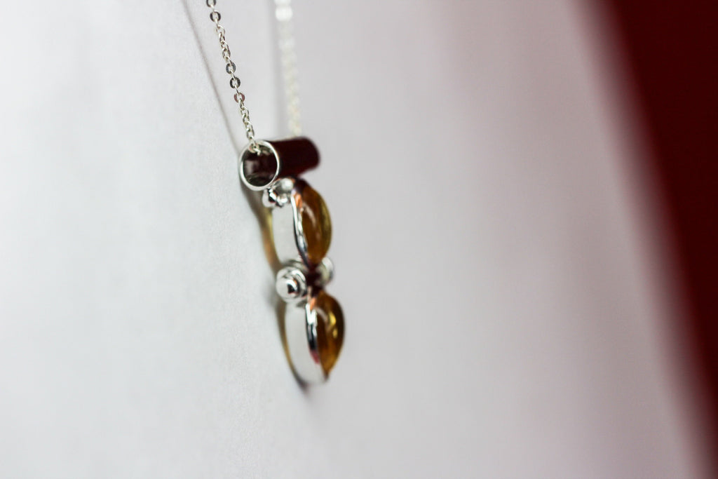 Design pur 2,85 Carat Citrin Cabochon Anhanger 925 Silber Collier Kette