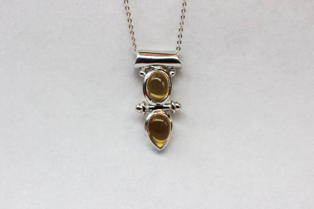 Design pur 2,85 Carat Citrin Cabochon Anhanger 925 Silber Collier Kette