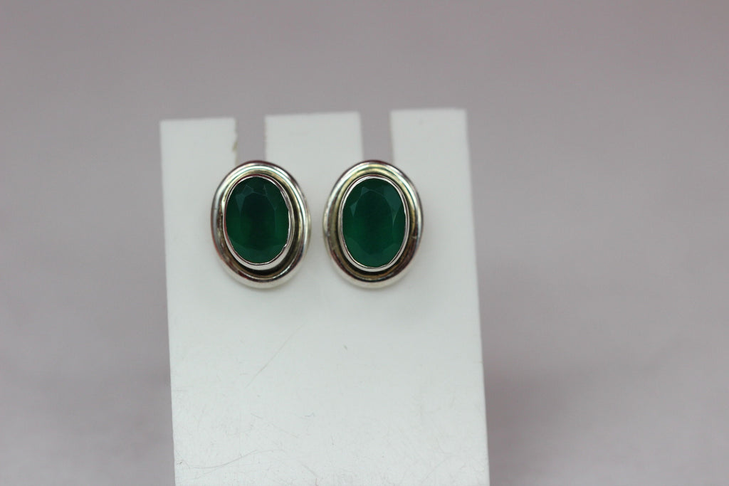 Edle 2,2 Carat facetierter graner Onyx Ohrstecker 925 Silber Ohrschmuck
