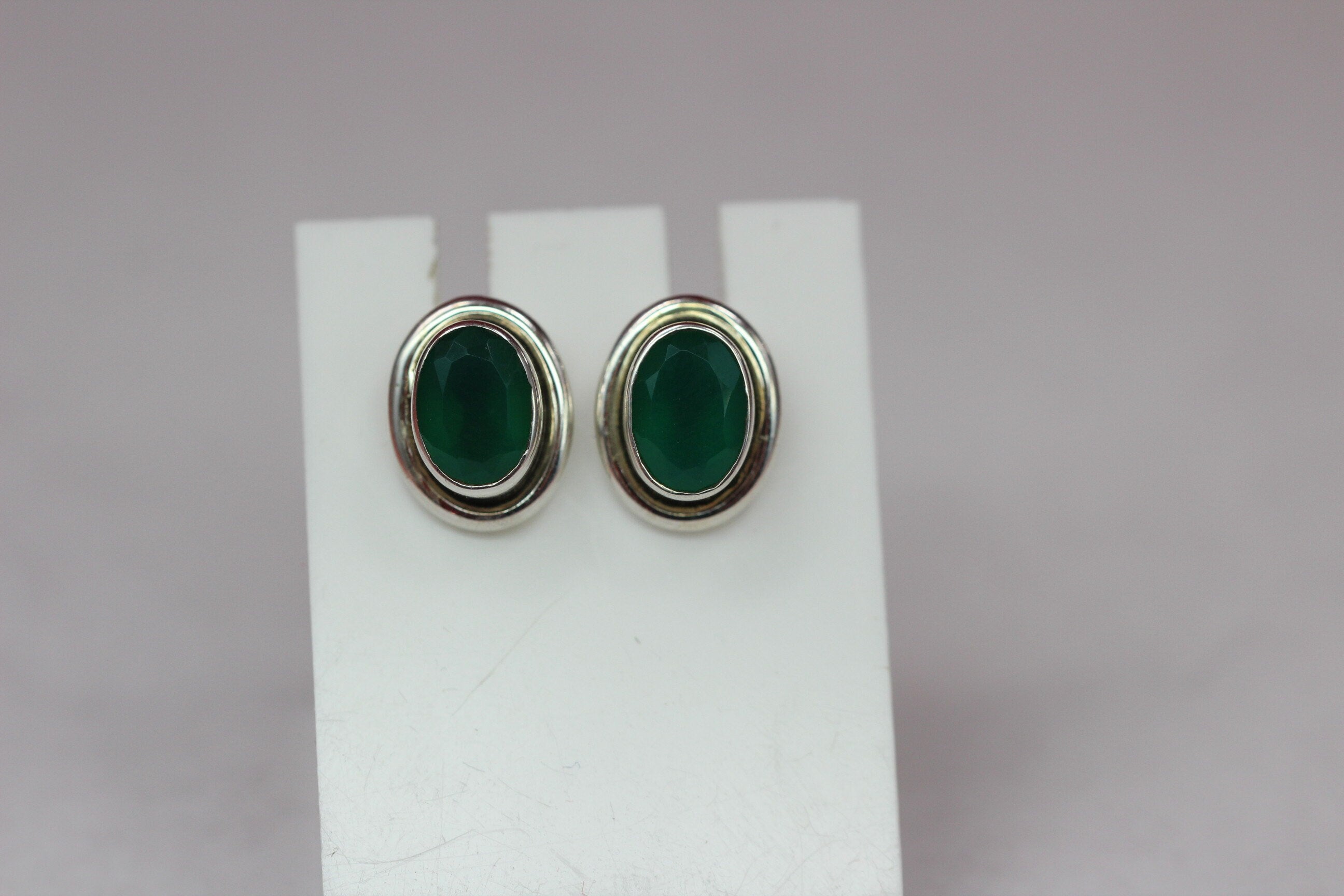Edle 2,2 Carat facetierter graner Onyx Ohrstecker 925 Silber Ohrschmuck