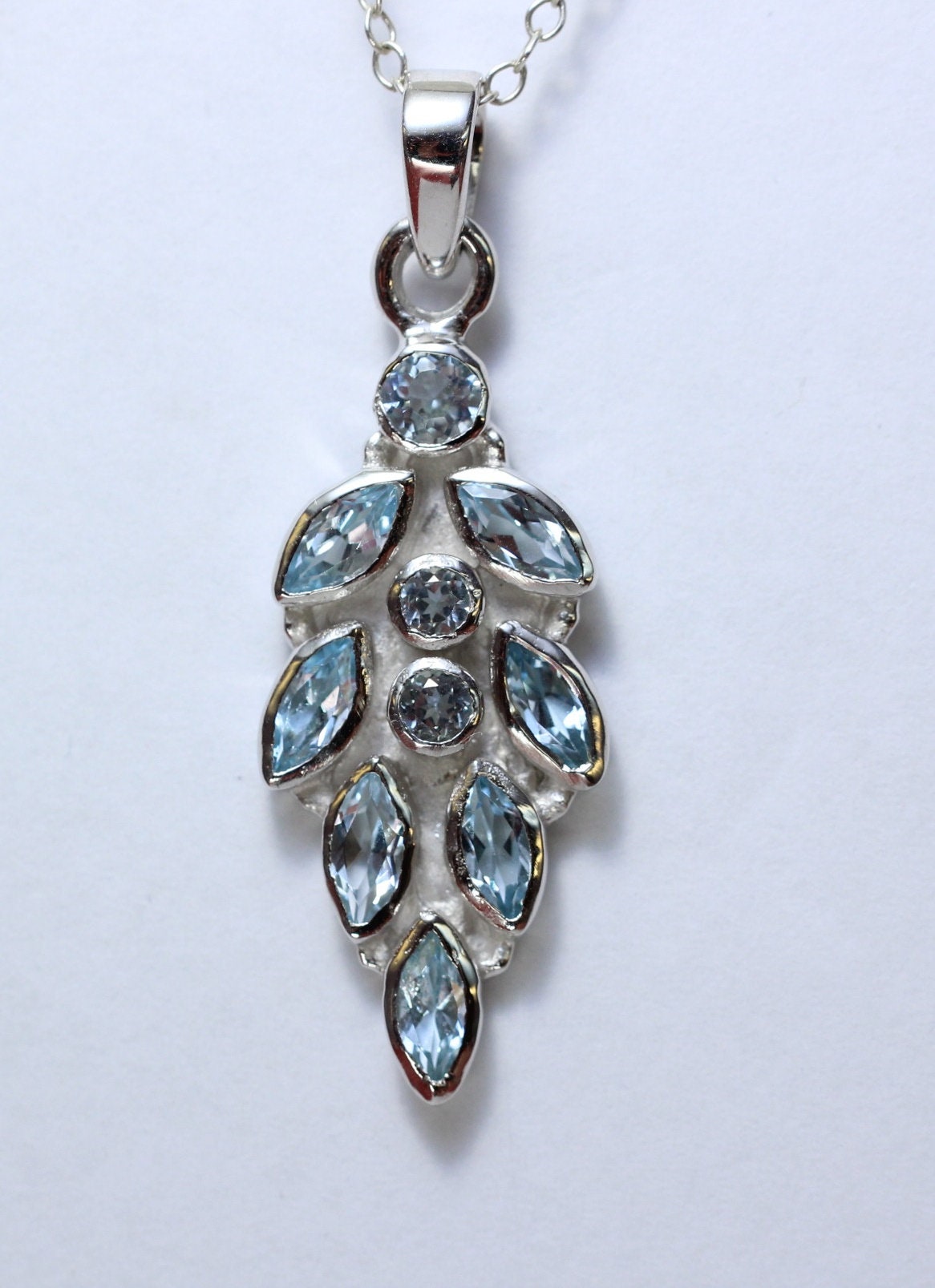 2,63 Carat Blautopas Designer Anhanger 925  Silber Collier Kette sky blue Topas