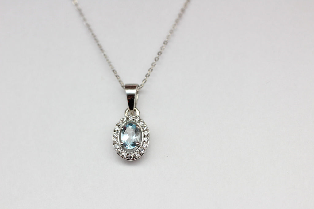 Edle 0,7 Carat Blautopas Anhanger 925 Silber Collier Kette Sky blue Topas himmelblau