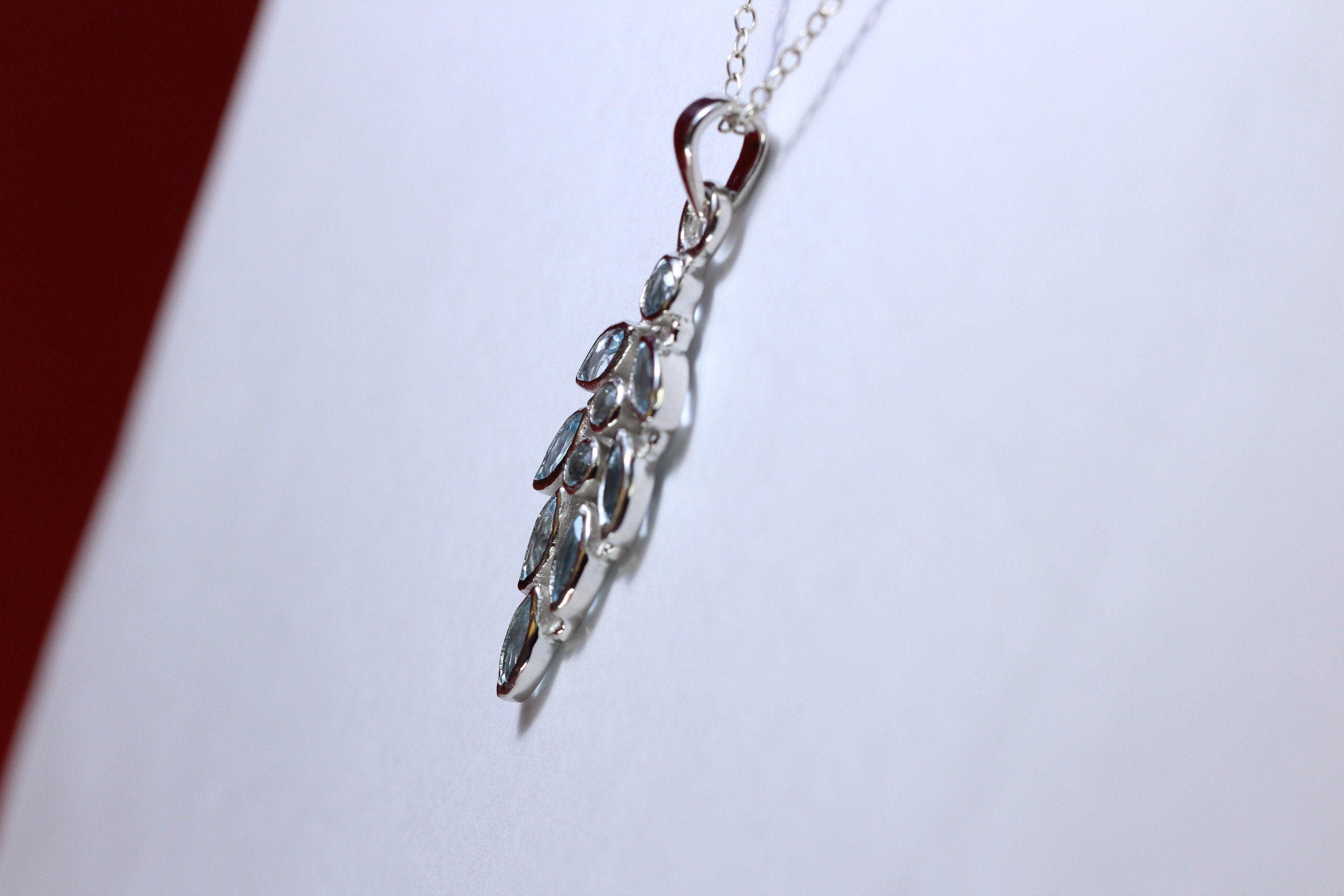 2,63 Carat Blautopas Designer Anhanger 925  Silber Collier Kette sky blue Topas